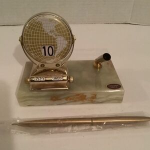 New Old Stock Midcentury Genuine Onyx Perpetual Calendar